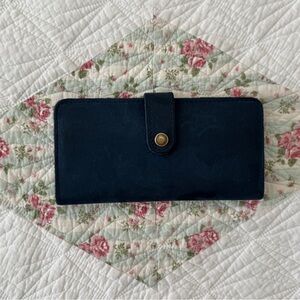 PORTLAND LEATHER Suede Navy Blue Bi-Fold Wallet